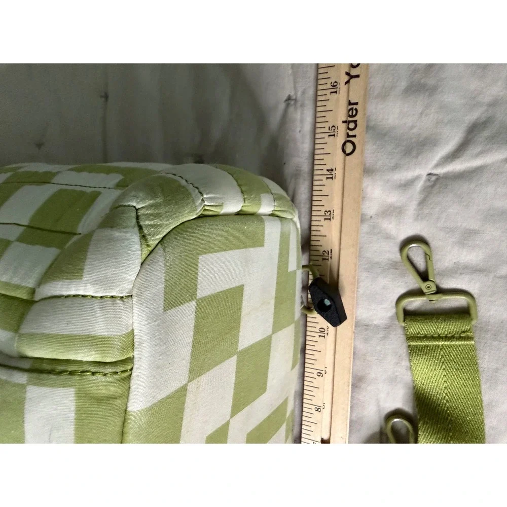 BEIS Elsa Hosk Quilted Diaper Backpack Green White Checkered with Changing Mat